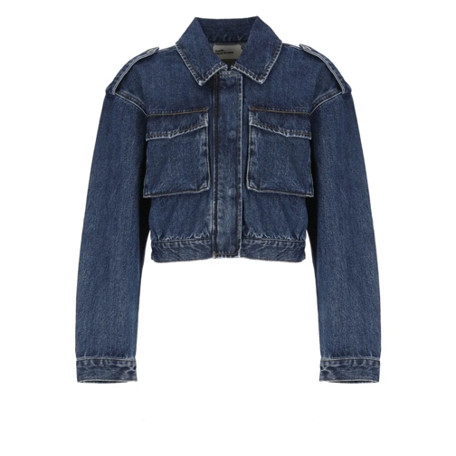 Self Portrait Blue Cotton Jeans Jacket Blue Jeans-Jacken