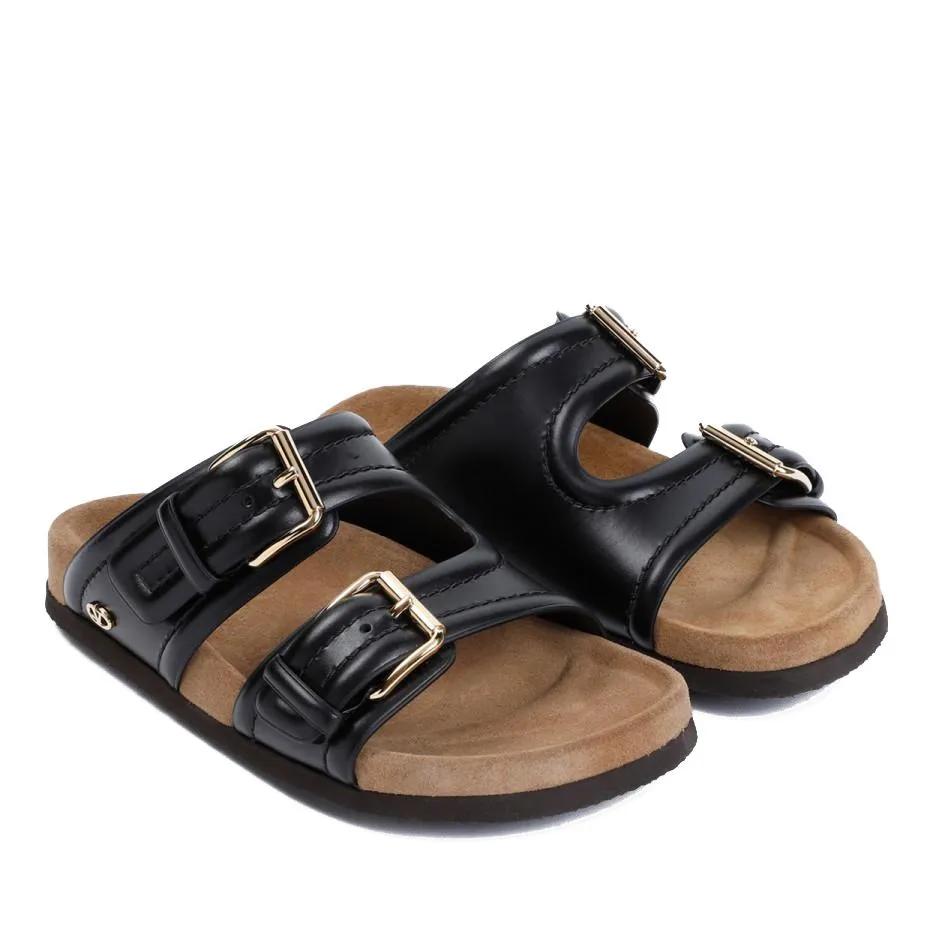 VALENTINO Sandalen & Sandaletten - Fussfriend Slide Black Calf Leather Sandals - Gr. 40 (EU) - in Schwarz - für Damen