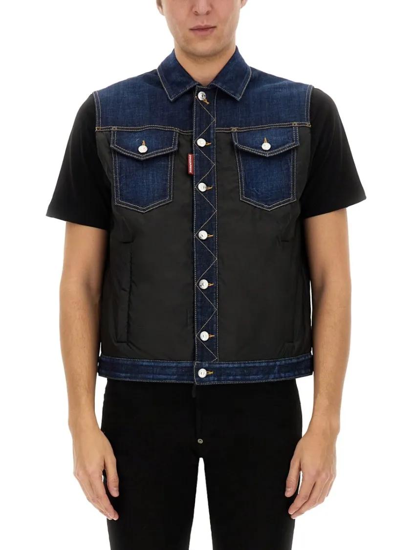 Thumbnail - Dsquared2 - Denim Puffer Vest - Größe 48 - blau