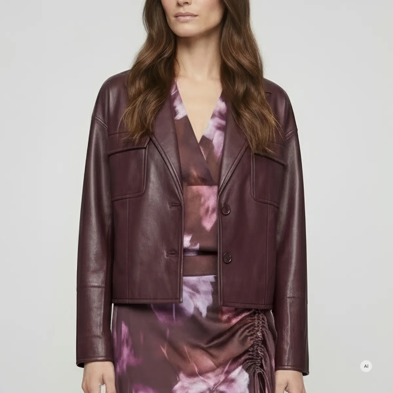 Marc Aurel Lederjacke Diese verkürzte Jacke aus weicher Kunstlederqualit lila(Image 3)