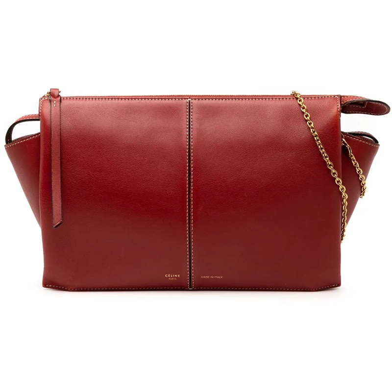Celine Schultertasche Trifold Leather Clutch On Chain rot