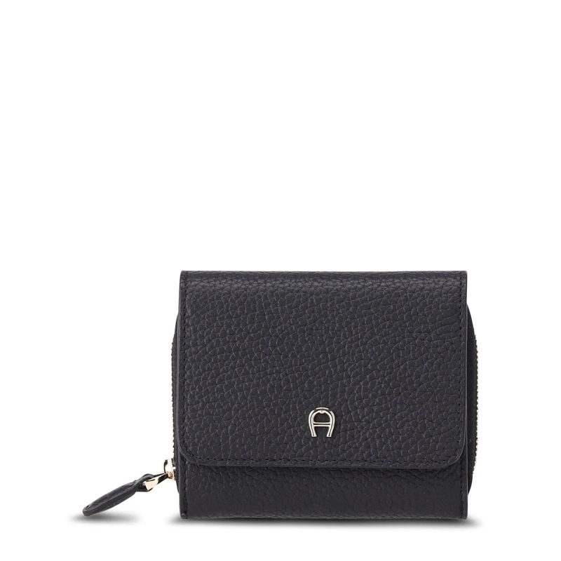 AIGNER Portefeuille à deux volets Portemonnaie Savannah aus Leder Schwarz