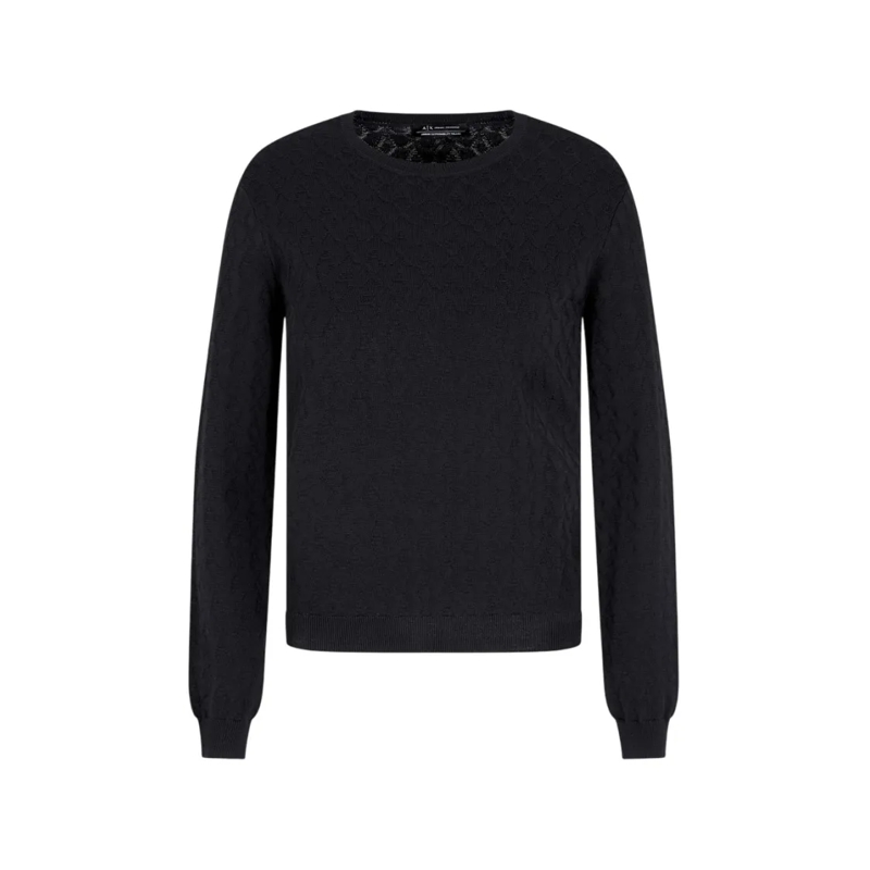 Armani Exchange Trui Fine Knit Sweater With Classic Round Neck Black