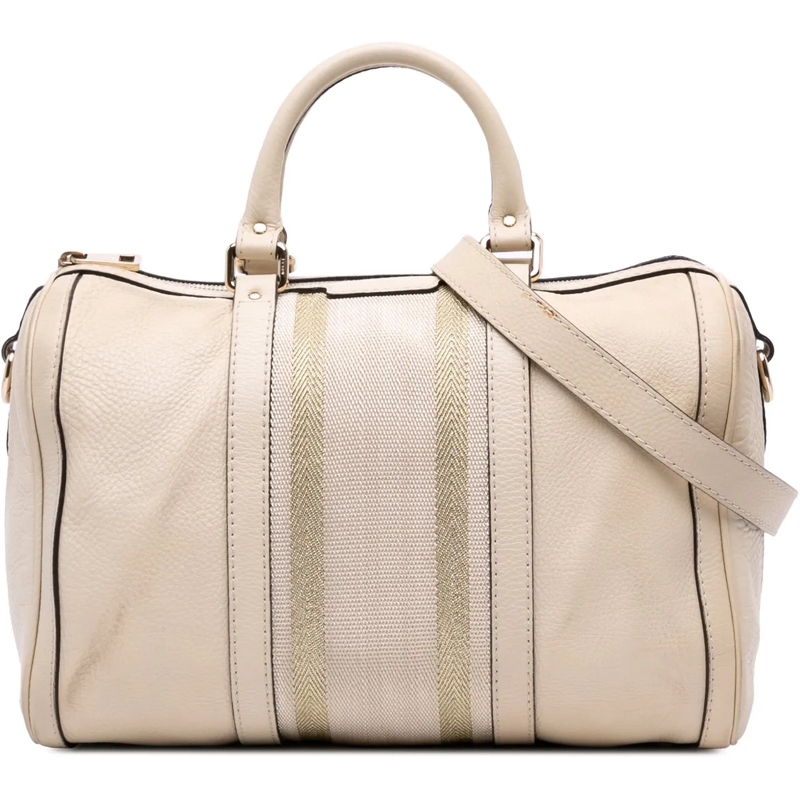 Gucci Schultertasche Calfskin Web Joy Boston Bag braun