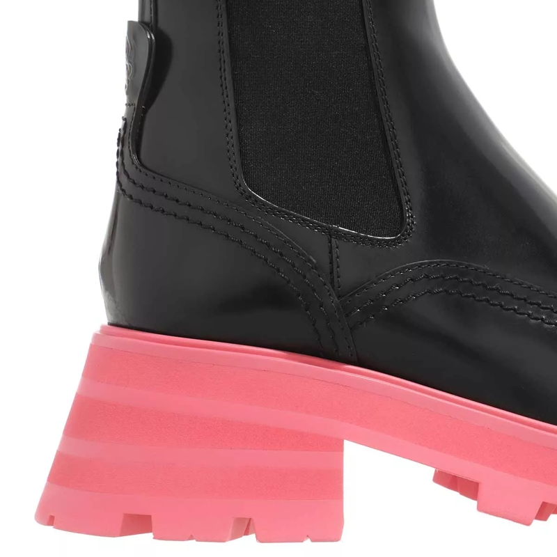 Alexander McQueen Bottes Chelsea Wander Chelsea Boots Leather Black/Coral(Image 3)