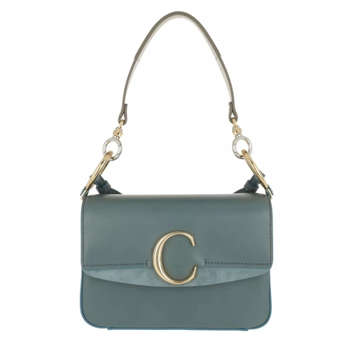 Chloé Double Carry Small Shoulder Bag Leather Cloudy Blue Crossbody Bag