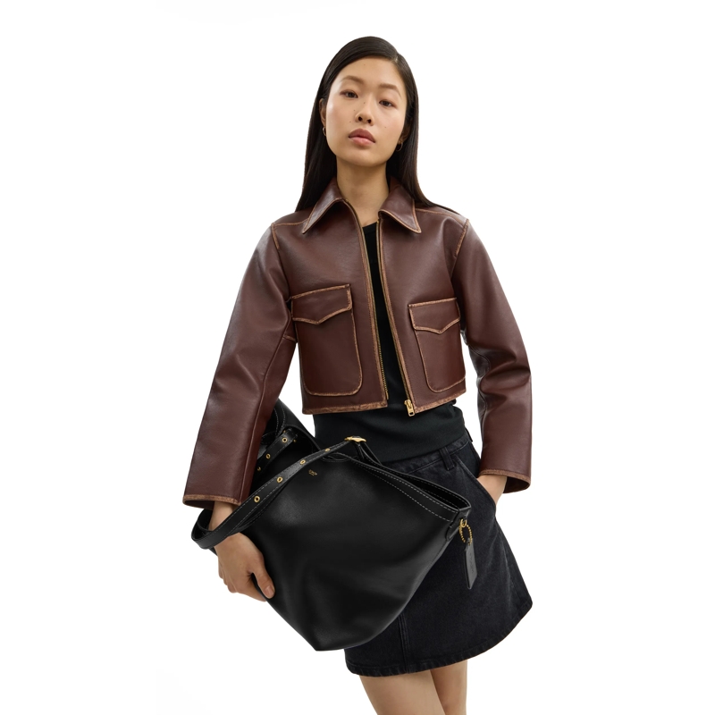 Coach Shopper Natural Grain Leather Gramercy Tote Black(Image 2)