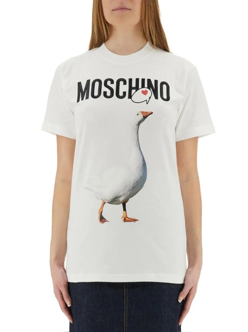 Thumbnail - Moschino - "Goose" Graphic T-Shirt - Größe XS - weiß