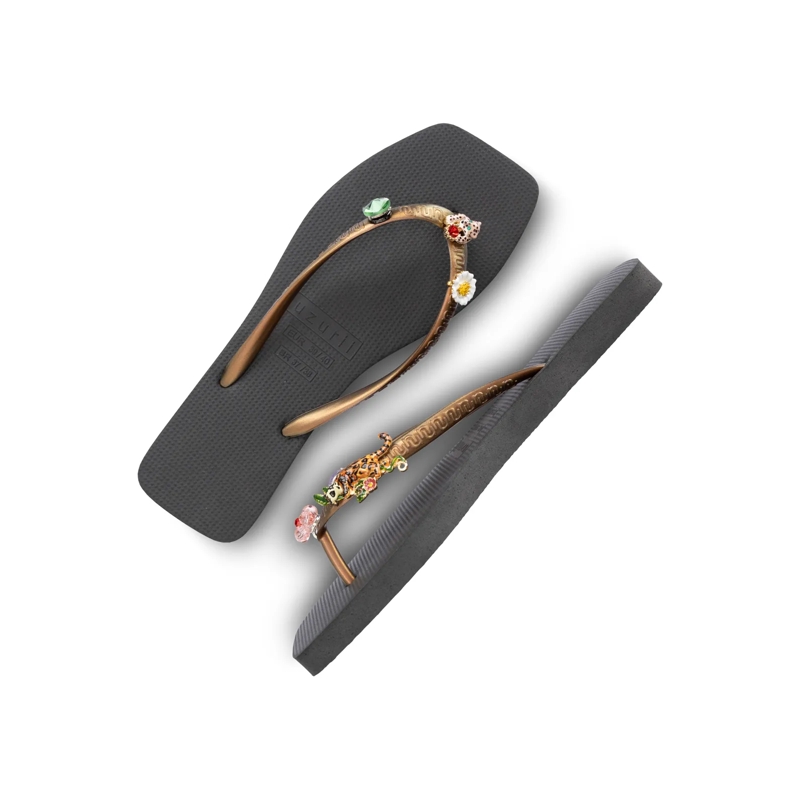 UZURII Flip Flops flip flop Flore Square Grande schwarz(Image 25)