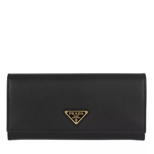 Prada Continental Wallet Leather Black Continental Wallet-plånbok