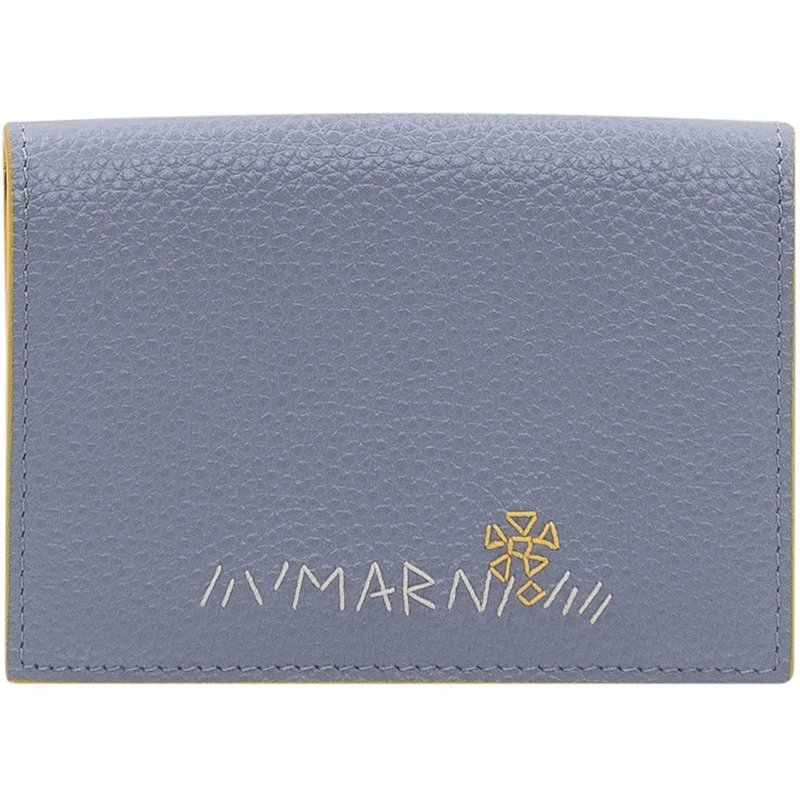 Marni Geldbörse Portafoglio Trifold con Patta e Logo Inciso blau