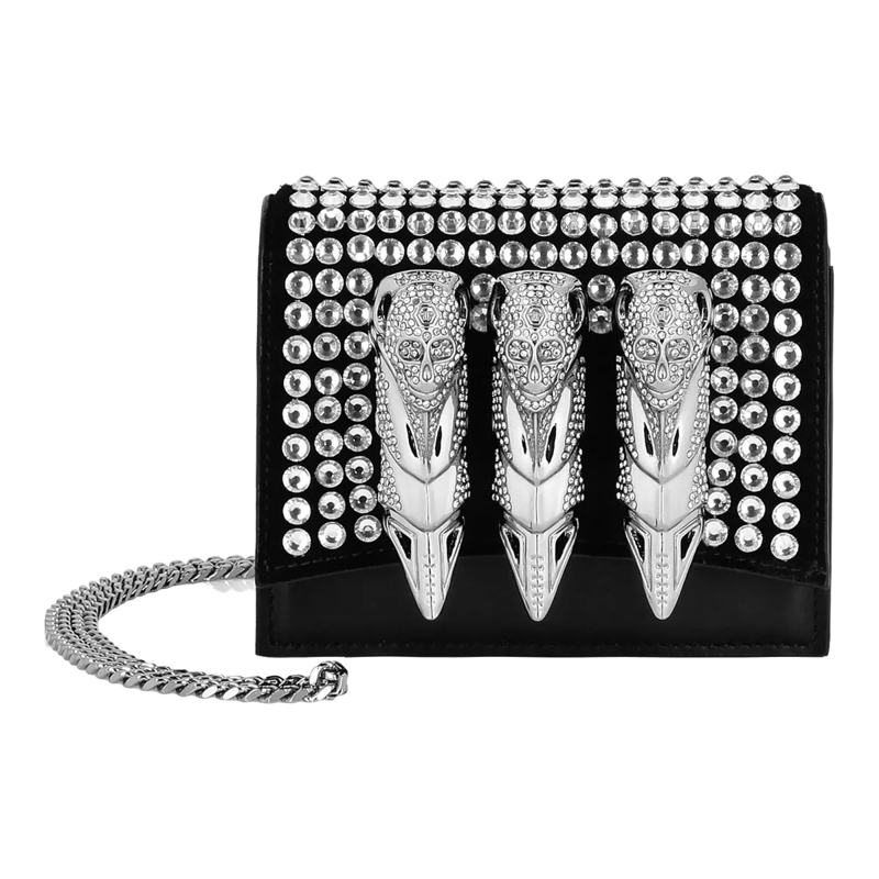 Philipp Plein Schultertasche Schultertasche Skull Mit Schmucksteinen silber
