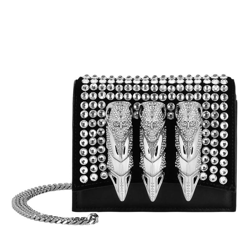 Philipp Plein Schultertasche Schultertasche Skull Mit Schmucksteinen silber