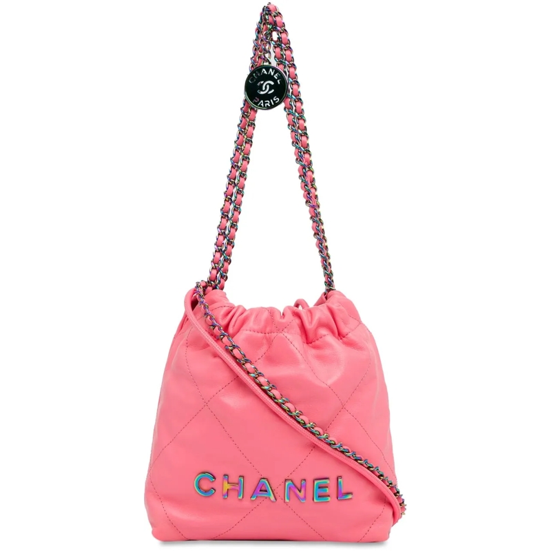Chanel Schultertasche Mini Shiny Calfskin Rainbow Hardware 22 Handbag rose