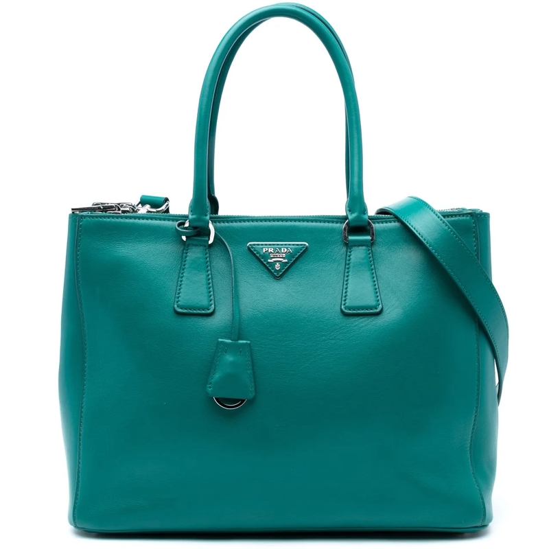 Prada Sac à bandoulière Large City Calf Galleria Double Zip Satchel grün