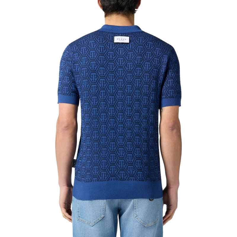 Philipp Plein Top Buttoned-Up Polo Shirt Jacquard Monogram schwarz(Image 2)