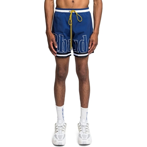 Rhude Korte broek BASKETBALL LOGO SWIM SHORT BLUE/BLACK/WHITE mehrfarbig