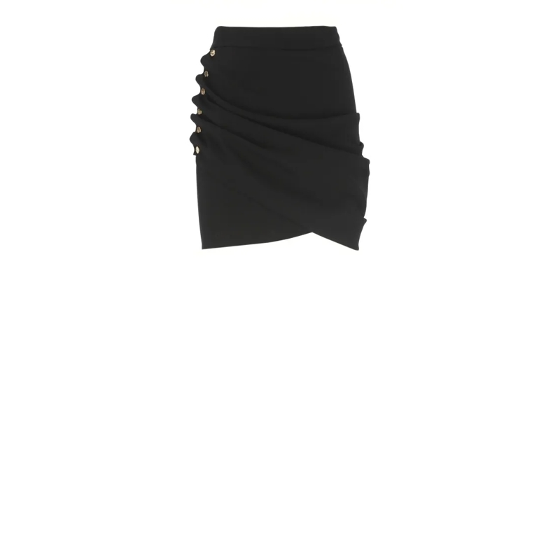 Elisabetta Franchi Minijupe Asymmetrical Draped Skirt With Metallic Accents Black