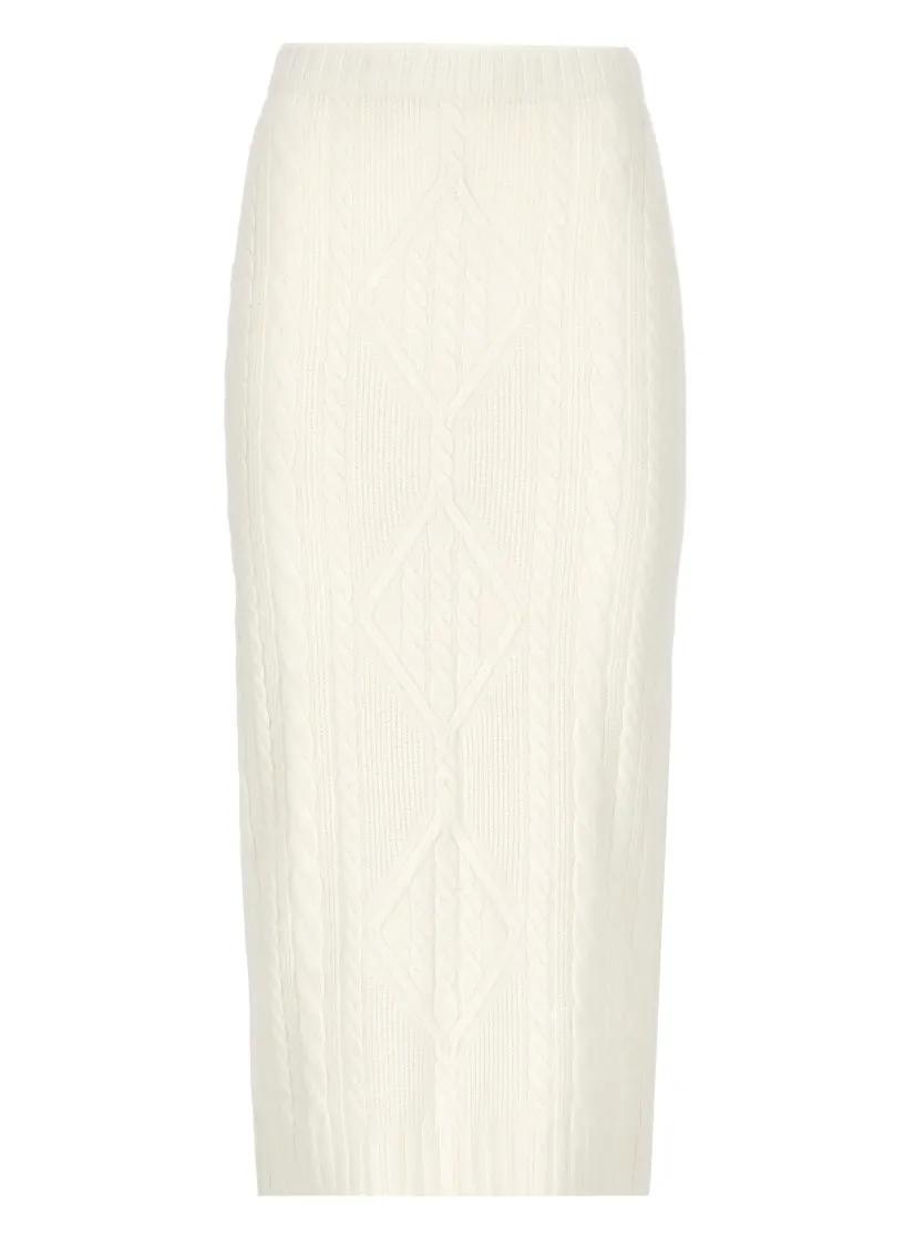 D. Exterior - Ivory Wool And Silk Skirt - Größe XS - beige