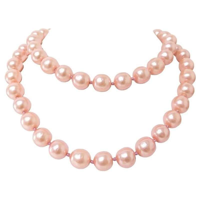 Chanel Mittellange Halskette VINTAGE CHANEL SAUTOIR-HALSKETTE AUS ROSA GLASPERL pink