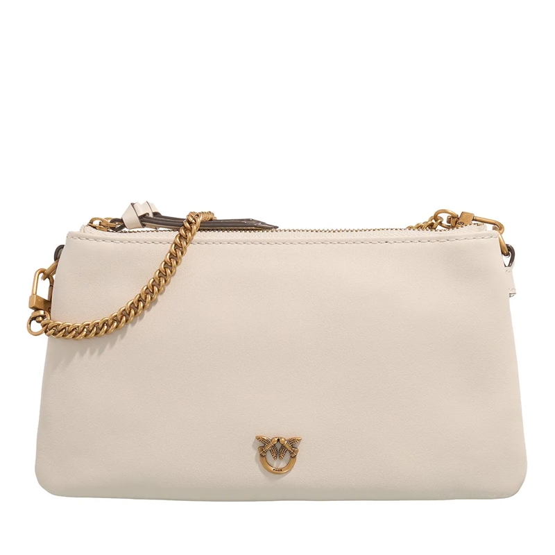 Pinko Crossbody Bag Double Mini Bianco Seta-Antique Gold(Image 2)