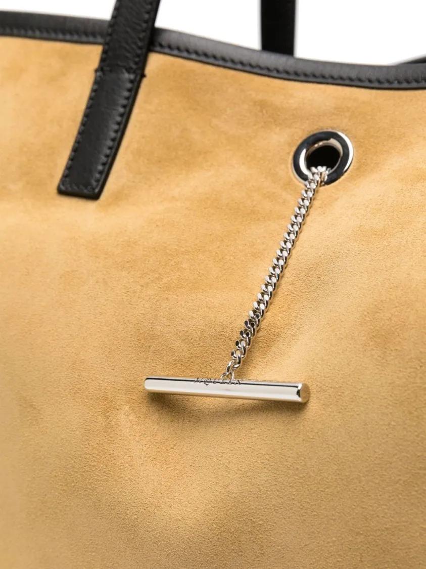 Thumbnail - Alexander McQueen Shopper & Totes - Sesame Beige Suede Tote With T-Bar Fastening - Gr. unisize - in Beige - für Damen