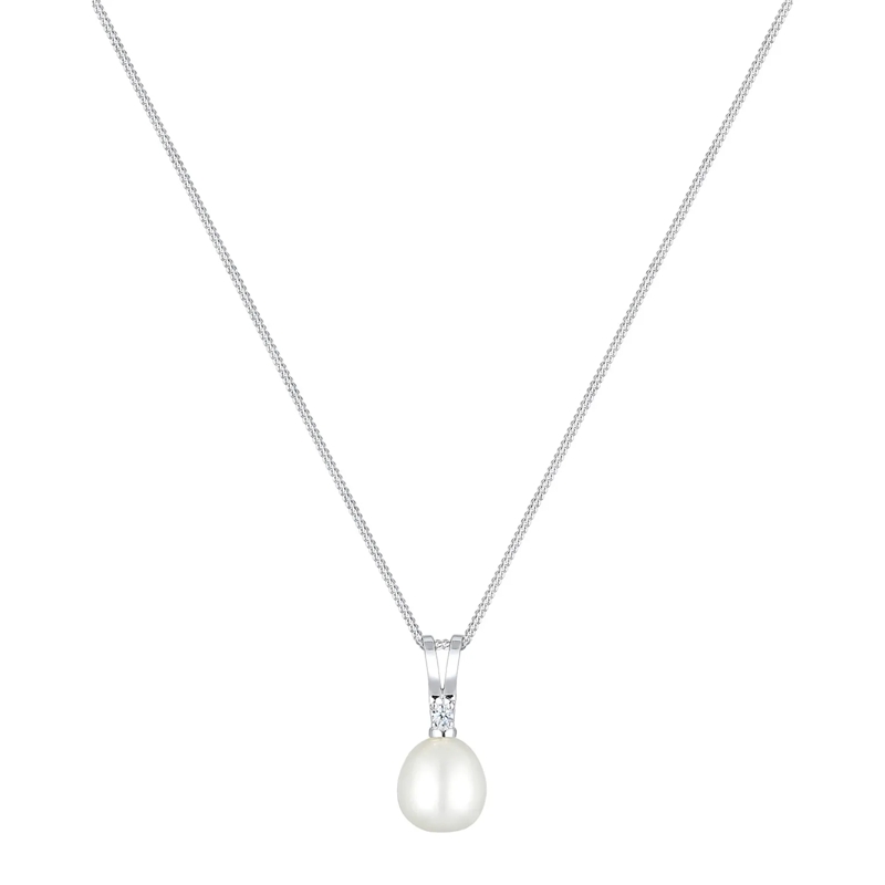 Elli Mittellange Halskette Halskette Süßwasserzuchtperle Diamant 925 Sterling weiss(Image 2)