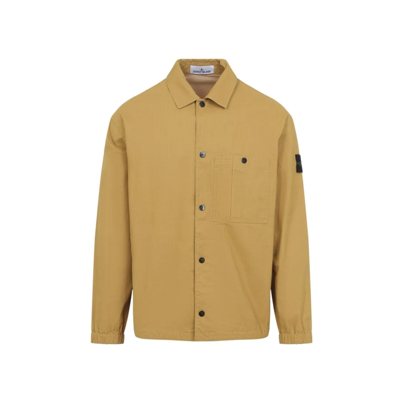 Stone Island  Lightweight Cotton Shirt Jacket With Classic Colla MUSTARD