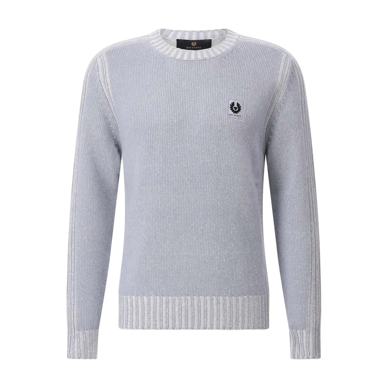 Belstaff Pullover Wollpullover mit Logopatch Hellblau