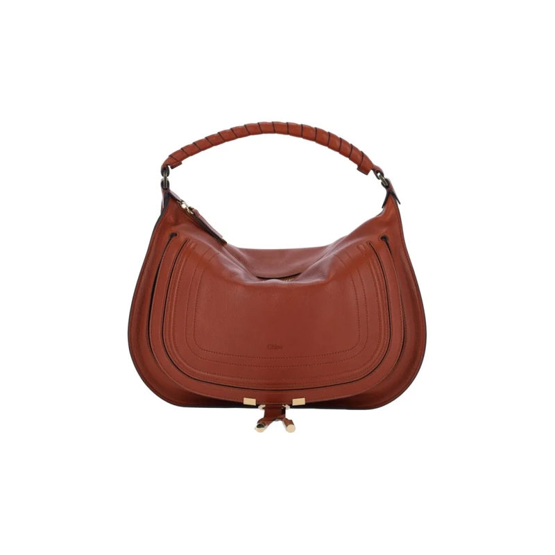 Chloé Sac à bandoulière "Marcie" Shoulder Bag In Brown Calfskin Brown
