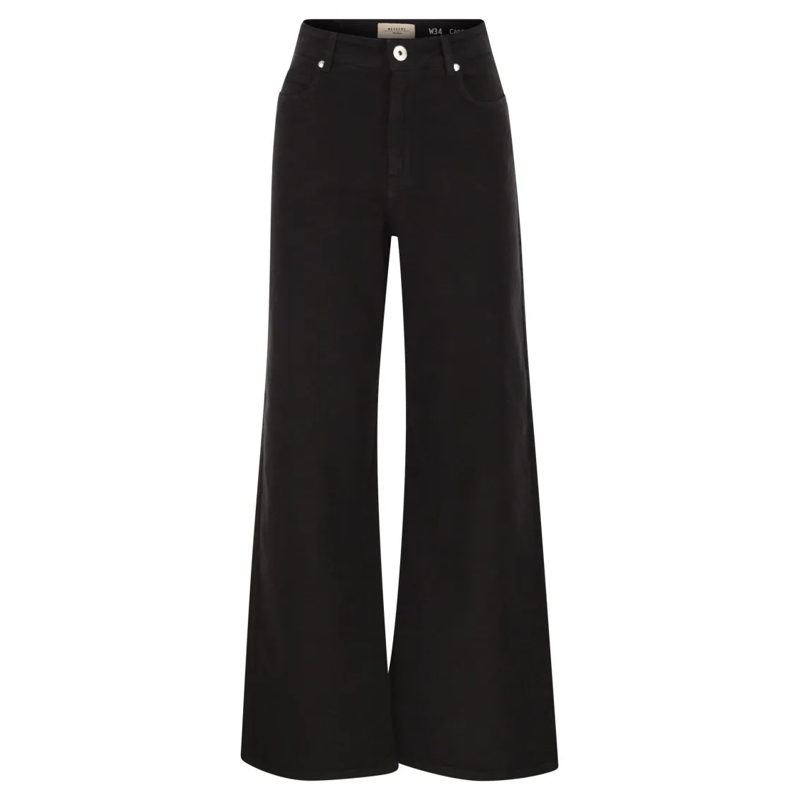 Max Mara  Wkdmedina - Wide-Leg Trousers In Cotton Drill Black