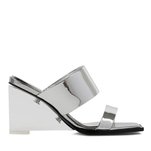 Alexander McQueen Silver Calf Leather Sandals Silver Slip-ins