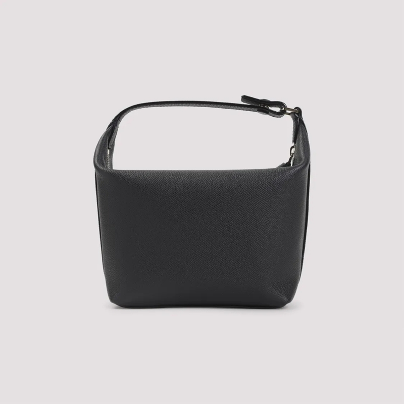 Valextra Clutch Structured Black Calf Leather Mochi Pouch Bag Black