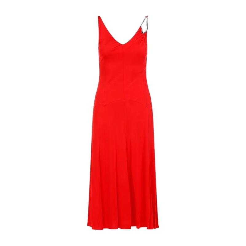 Lanvin Midikleid Red Flame Sleeveless A-Line Midi Dress Red