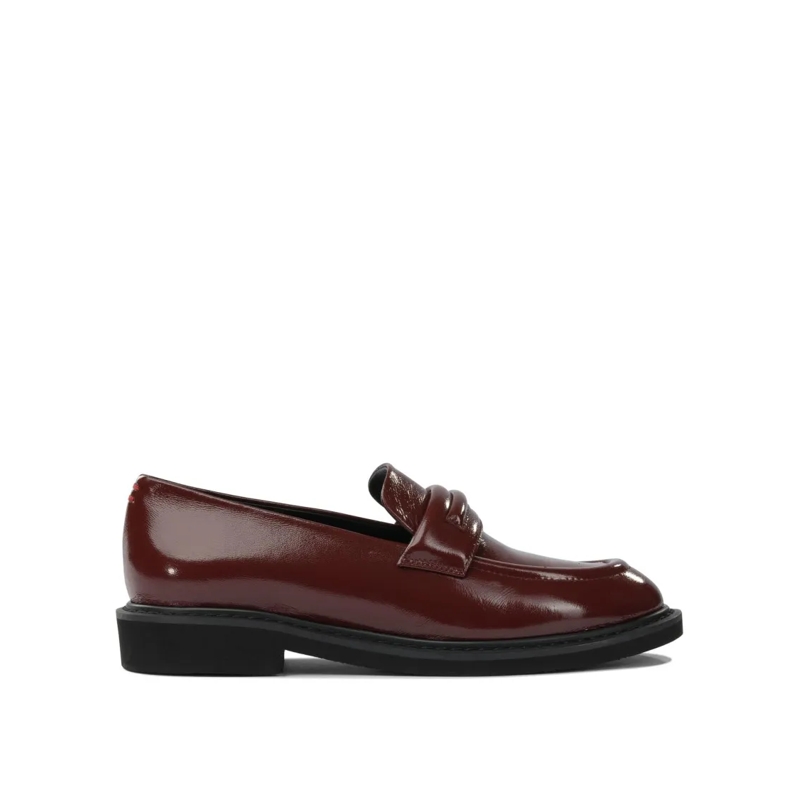 Halmanera Ballerines Bordeaux Calf Leather Loafers With Contrasting Rub Burgundy