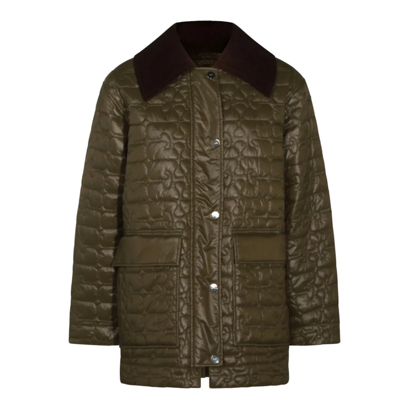 GANNI  Olive Green Down Jacket Green