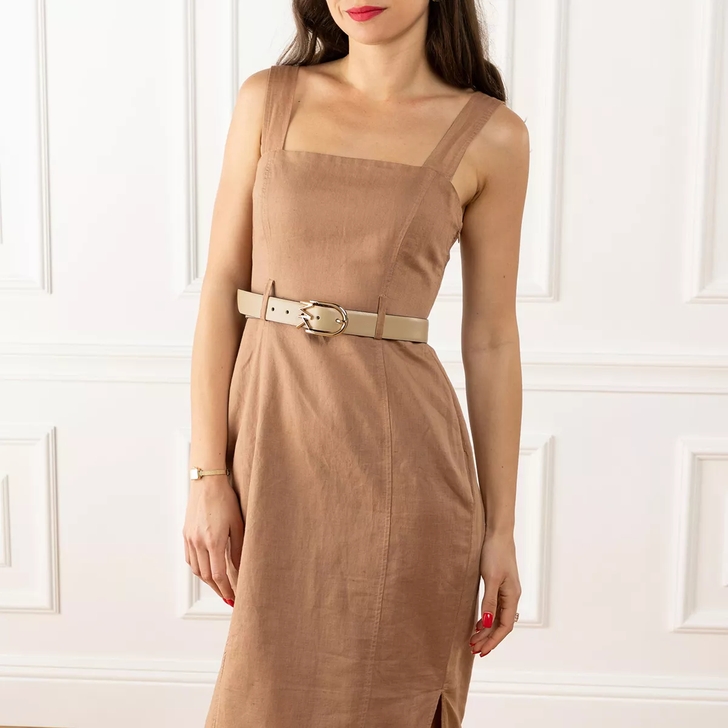 Michael Kors 32Mm Leather Belt Camel/Gold | Ledergürtel