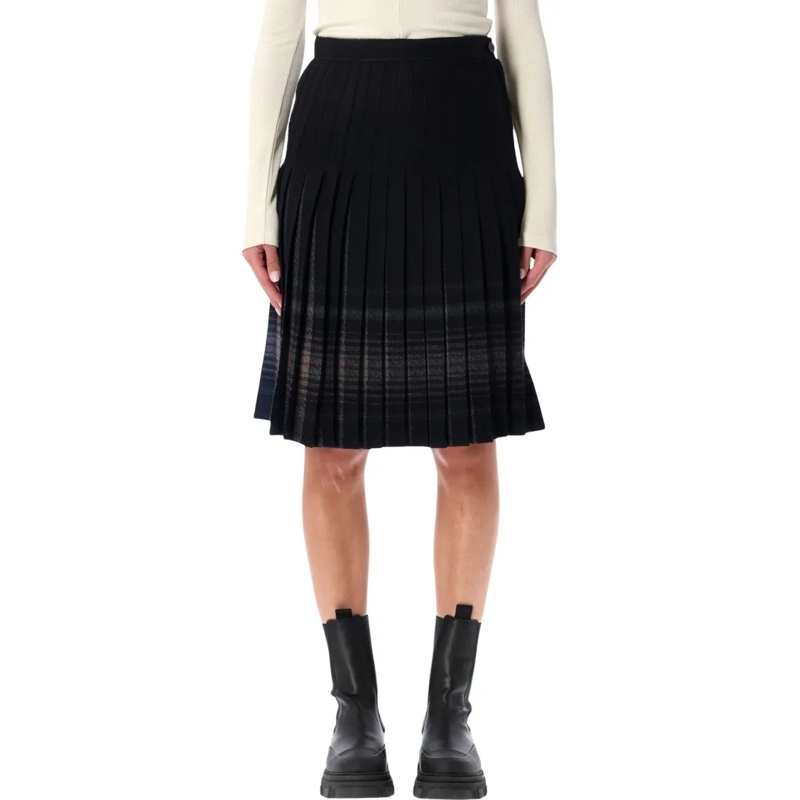Low Classic Minirock Reversible Wool Pleated Midi Skirt Black