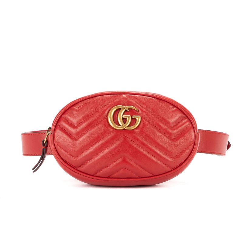 Gucci Crossbody Bag GG Marmont Matelasse Belt Bag rot