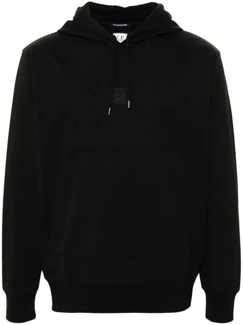 CP Company - Black Cotton Hoodie - Größe XL - schwarz