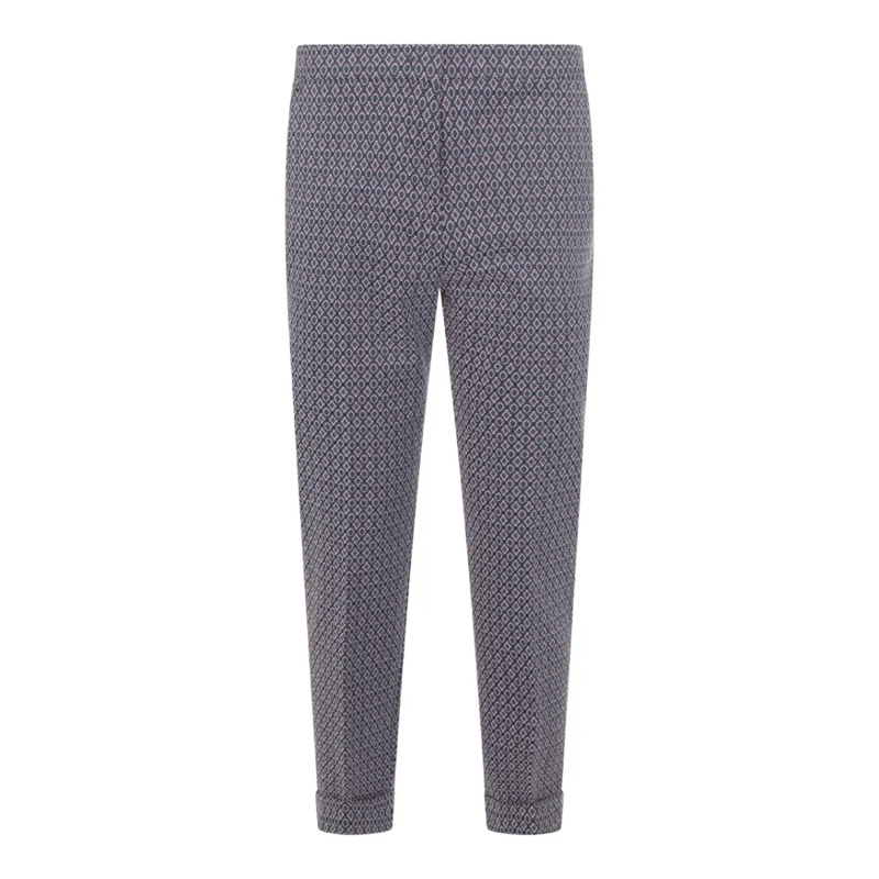 Etro  Slim Tapered Pants With Geometric Pattern Grey