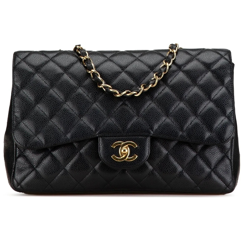 Chanel Schultertasche Jumbo Classic Caviar Single Flap schwarz