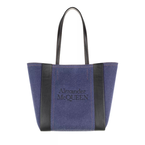 Alexander McQueen Logo Tote Bag Denim Black Shopper