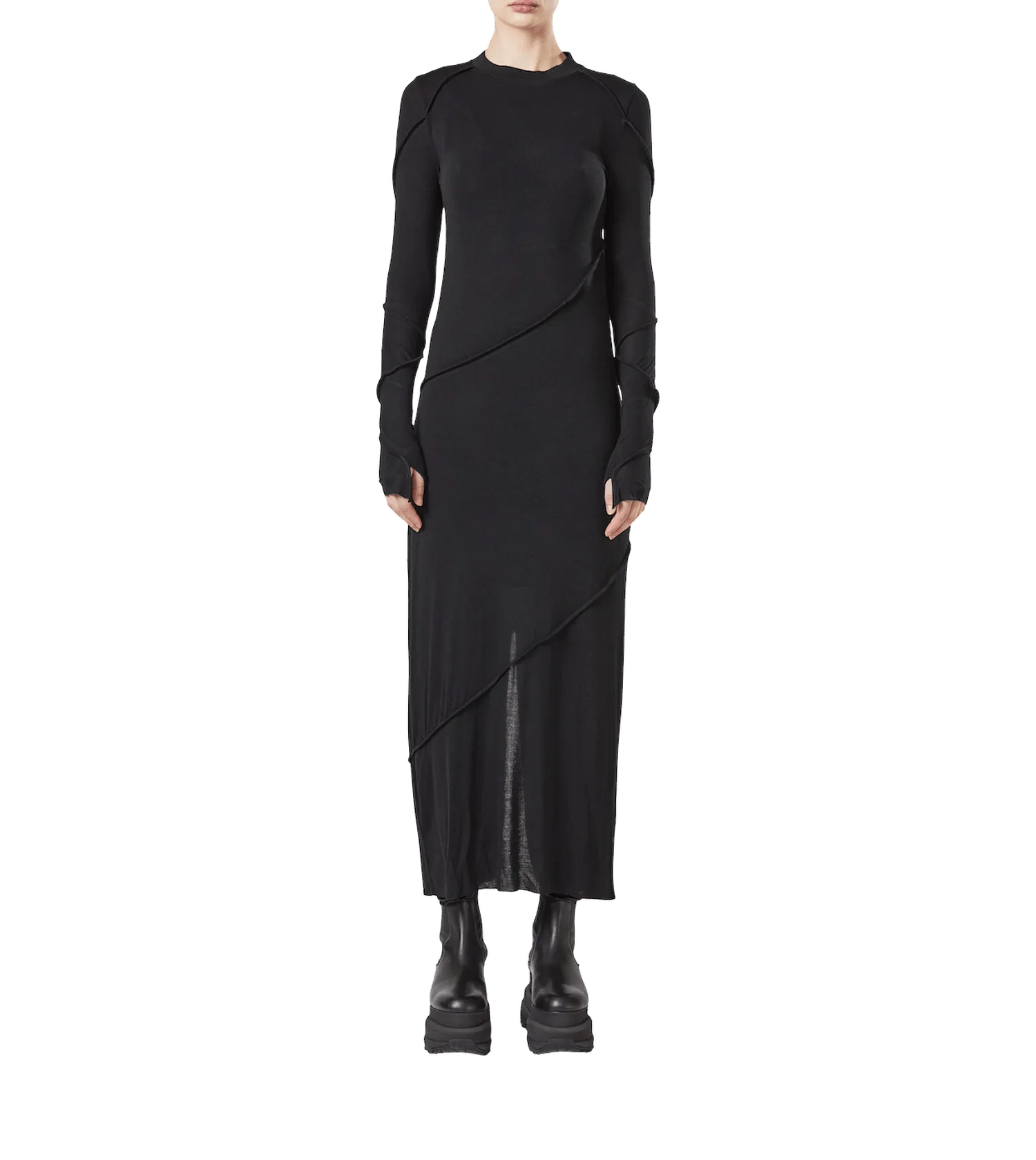 Thom Krom - Kleid mit Rundhalsausschnitt und Unterkleid - Größe L - schwarz