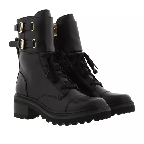 DKNY Combat Boot Leather Black Enkellaars