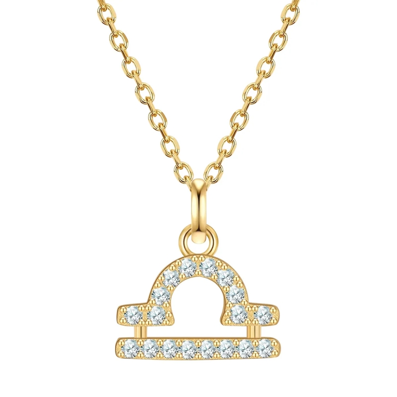 Glanzstücke München Mittellange Halskette Sterling Silber Halskette Zirkonia Sternzeichen Wa gold