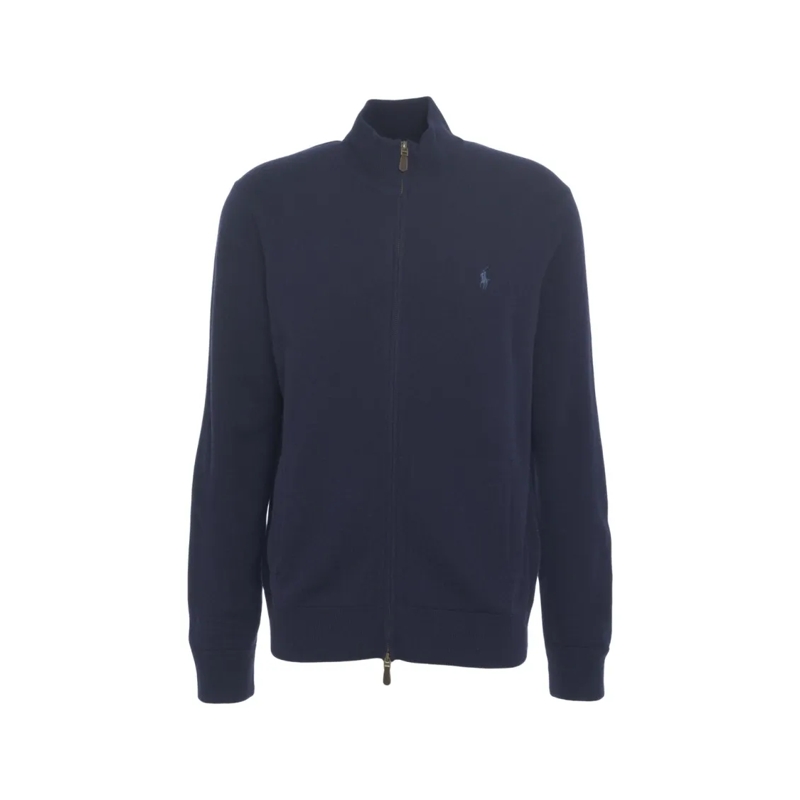Polo Ralph Lauren  High Collar Zip-Up Wool Sweatshirt Black