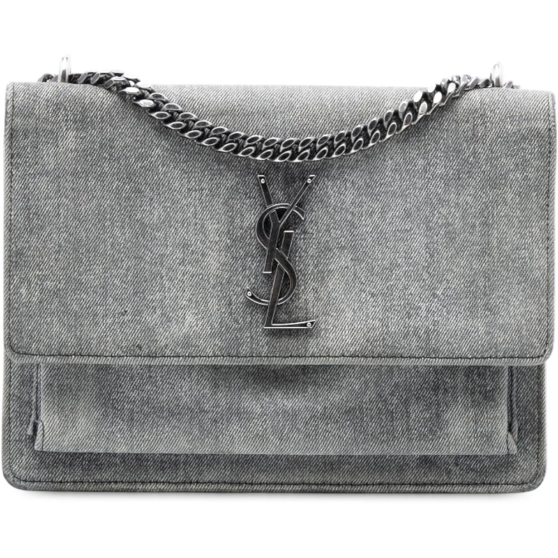 Saint Laurent Schultertasche Medium Denim Monogram Sunset Crossbody grau