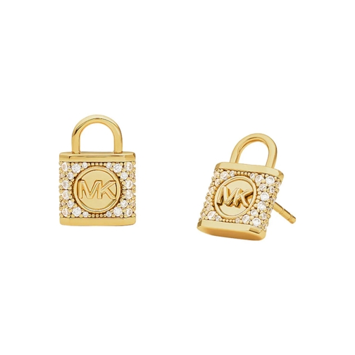 Michael Kors Creole 14K Gold-Plated Sterling Silver Pavé Lock Stud Ear Gold (Image 2)