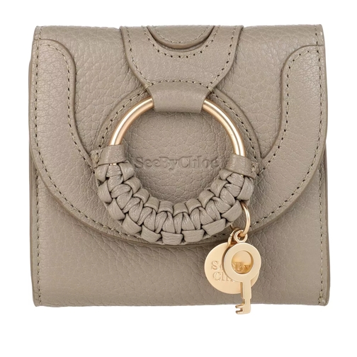 See By Chloé Hana Square Trifold Compact Wallet Leather Motty Grey Portafoglio a tre tasche